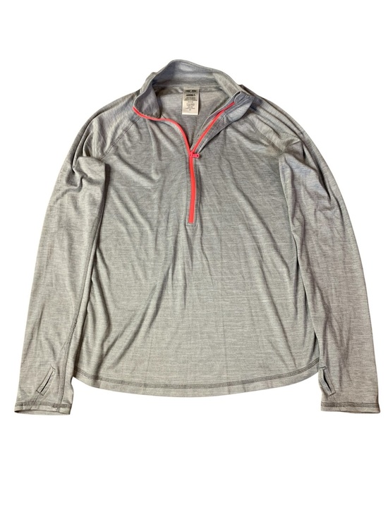 Athletic Works Sweaters - Athletic Works Grey 1/4 Zip Pullover Top Neon Coral Accent Women’s Size S